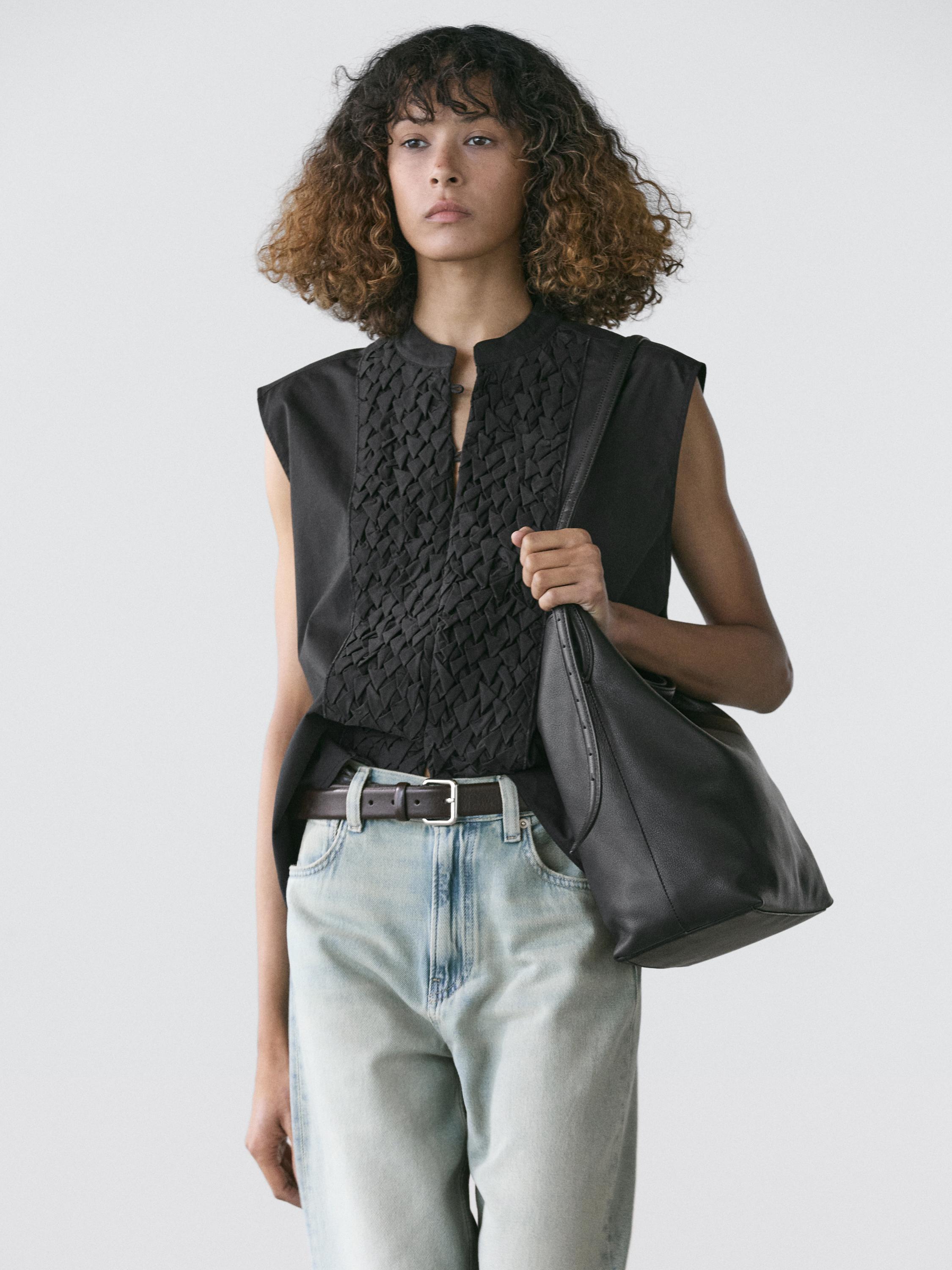 Veste sans manches en coton à plastron